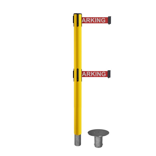 Montour Line Stanchion Dual Belt Barr. Removable Base Yellow Post 11ft.NoPa..Belt MSX630DR-YW-NOPARRW-110